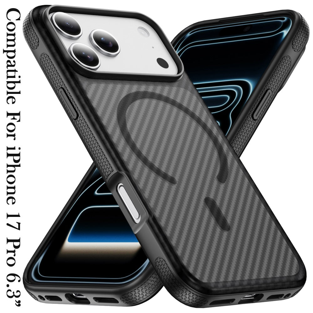 For Samsung Galaxy S26 Ultra Thick Carbon Design Magnetic Hybrid Drop Protection with Metallic Buttons & MagSafe Compatible Case Cover Black