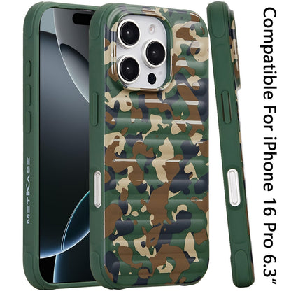 For Apple iPhone 16 Pro (6.3") Pattern Design Magnetic Chrome Hybrid Compatible with Magsafe Dual Layer Shockproof TPU Hard PC Back Case Cover