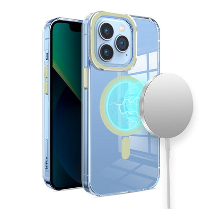 For Samsung Galaxy S23 Ultra Clear Transparent Case Matching Circle Design, Hybrid TPU Hard Shell, Support Magsafe Charger Case Cover Light Green