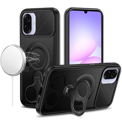 For Samsung Galaxy A07 Hybrid with Invisible 2 Hole Ring Stand Magnetic back Car Mount Friendly Protector Case Cover