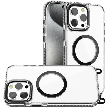 For Samsung Galaxy S25 /S24 Clear Magnetic Frame PC Back Shockproof Protective Case with Detachable Lanyard Strap, Compatible with MagSafe Case Cover