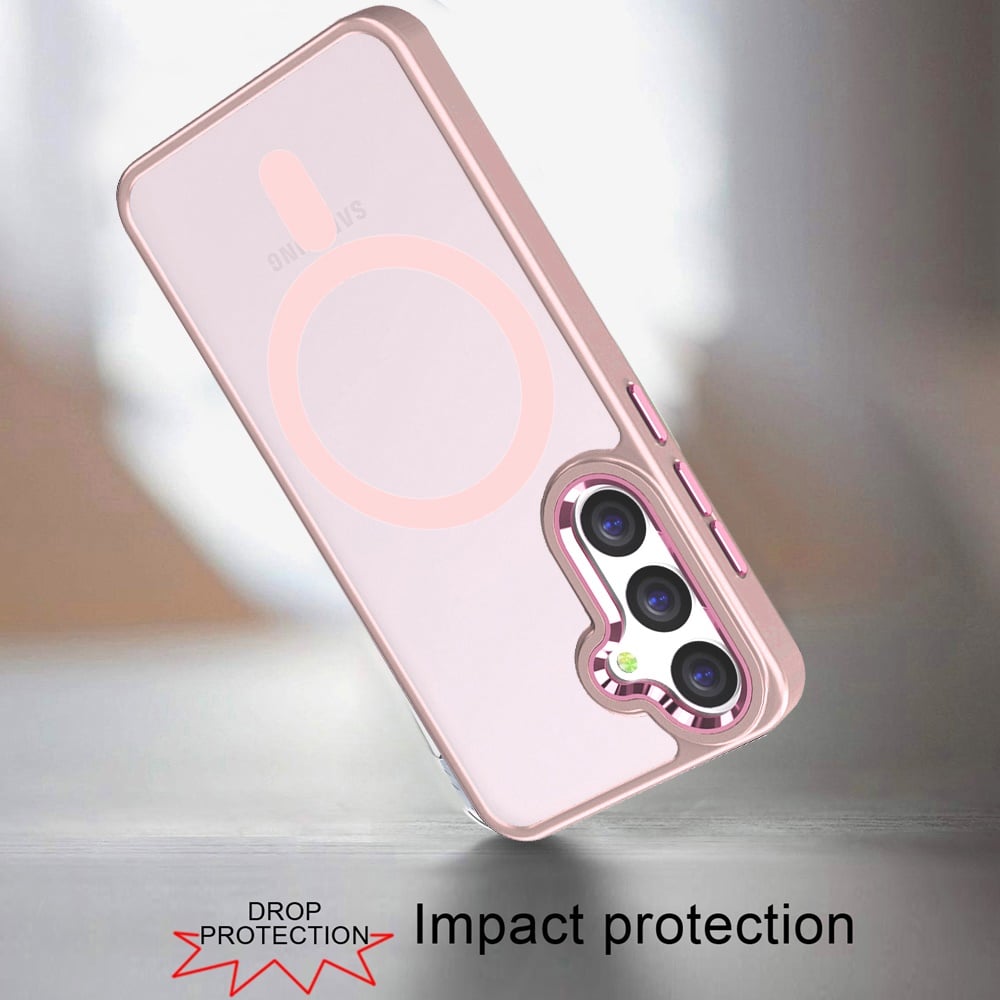 For Samsung Galaxy S24+ Plus Clear Acrylic Hybrid Metal Button Shock Protection Durable Grip Thick Transparent Design for Plus Series Case Cover