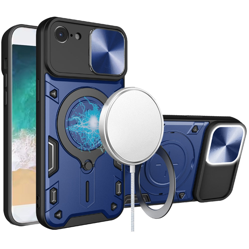 For Apple iPhone 17E /16E Hybrid Magnetic 360° Ring Kickstand, MagSafe Compatible, Durable Full Camera Lens Protection Case Cover