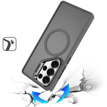For Samsung Galaxy S26 Ultra Heavy Duty Metallic Hybrid Tough TPU with Camera Ring Stand, MagSafe Compatible, Rugged Drop Protection Case Cover