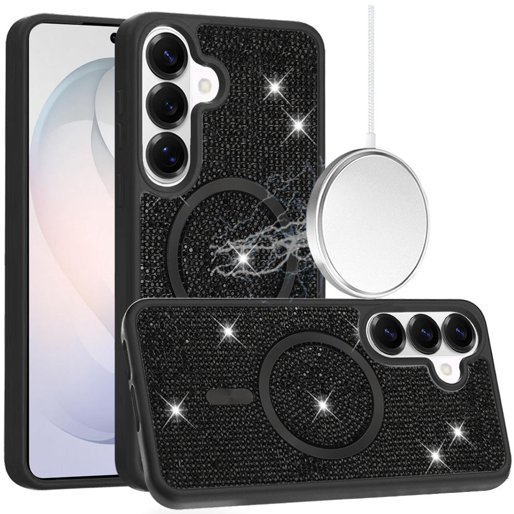 Phone Case for Samsung Galaxy S26+ / S26 Plus Magnetic Bling Diamond Sparkle Hybrid Shockproof Rugged Grip Durable Protection Anti-Slip Armor Design Cover