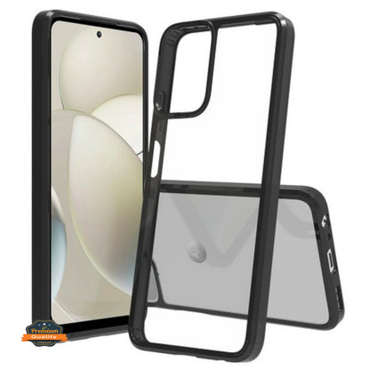 For Motorola Moto G Power 5G 2026 Crystal HD Clear Back Hybrid Case TPU Bumper Frame Slim Shockproof Hard Defender Case Cover Black