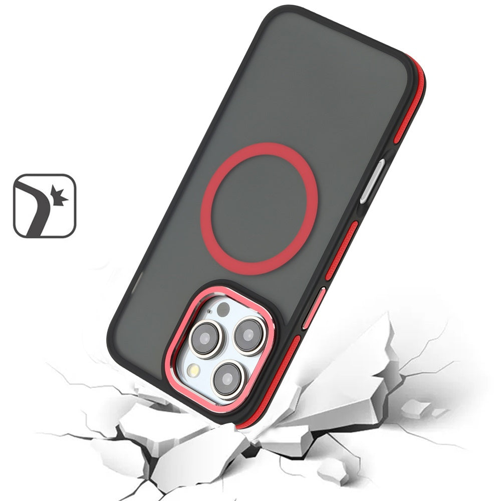 For Apple iPhone 16 Plus (6.7") Frosted Translucent Back Hybrid with Magnetic Circle MagSafe Compatible, Military Grade Shockproof Case Cover