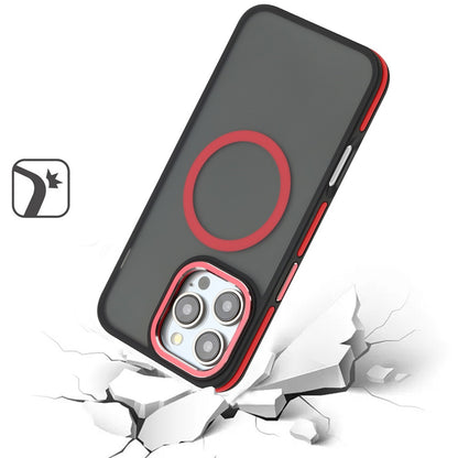 For Apple iPhone 16 Plus (6.7") Frosted Translucent Back Hybrid with Magnetic Circle MagSafe Compatible, Military Grade Shockproof Case Cover