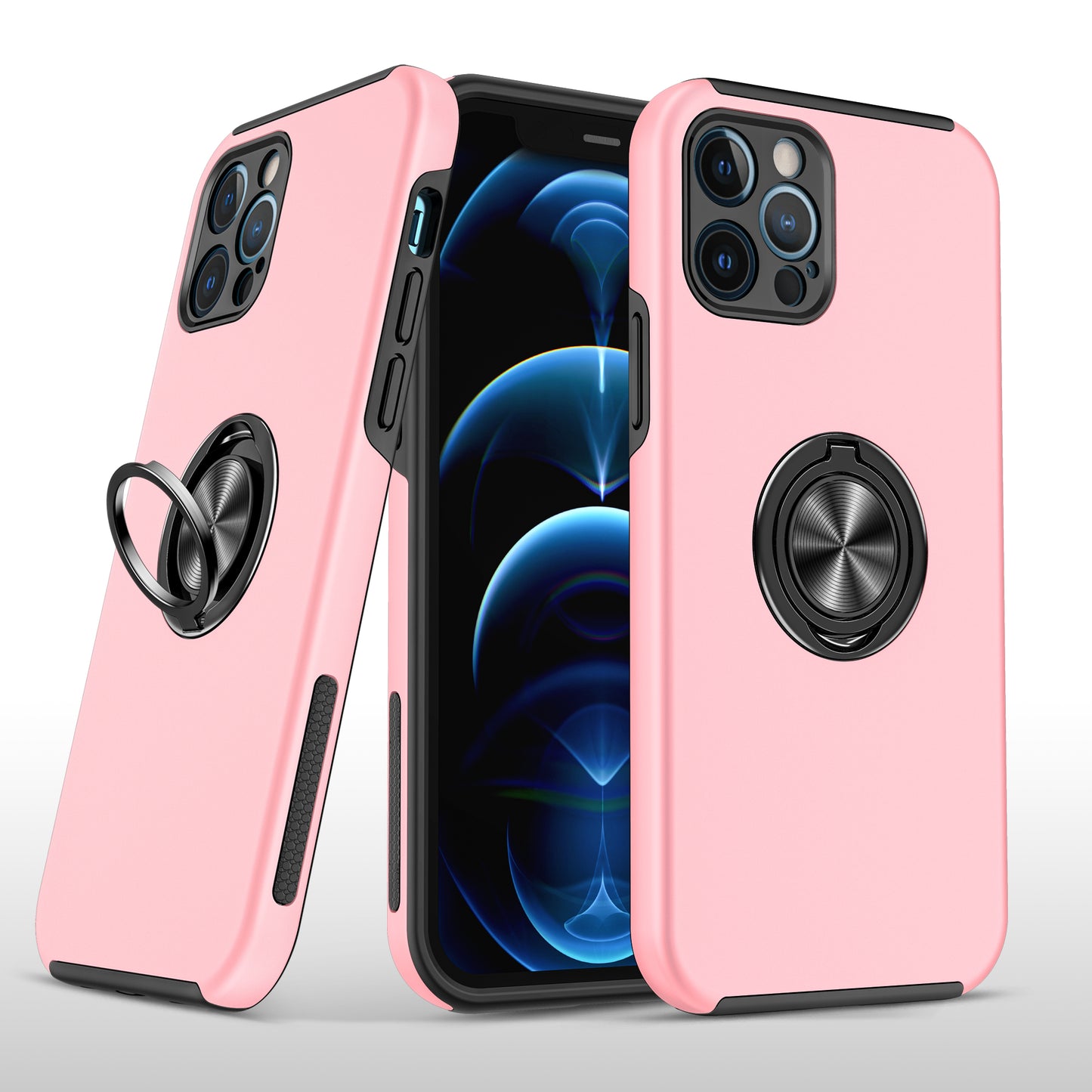For Apple iPhone 11 Hybrid 360 Degree Rotatable Metal Invisible Ring Stand Holder Slim Fit Magnetic Car Mount Shockproof Case Cover