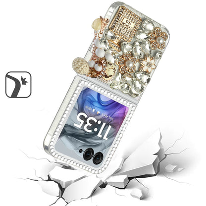 For Motorola Razr 2025 /2024 Bling Crystal 3D Full Diamonds Luxury Sparkle Rhinestone Hybrid Case Cover Crystal Exquisite Garden