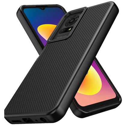 For TCL 50 LE Dual Layer Heavy-Duty Hybrid Rugged Case Rugged Texturized TPU & PC Shockproof Silicone Military Grade Case Cover Black