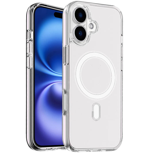 For Apple iPhone 17 MagSafe Compatible Transparent Hybrid Case with Magnetic Circle, Shock Absorption TPU Rubber Case Cover Clear