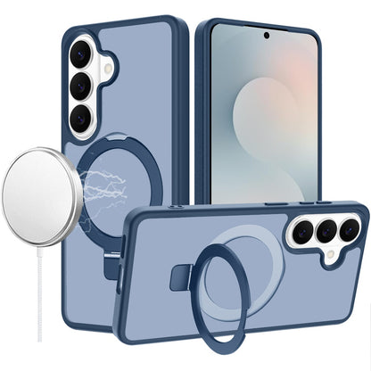 Phone Case for Samsung Galaxy S25 FE, S25 Fan Edition Magnetic Ring Stand Full Rotation Matte Shockproof Grip Anti Slip Durable Camera Protection Hybrid Cover