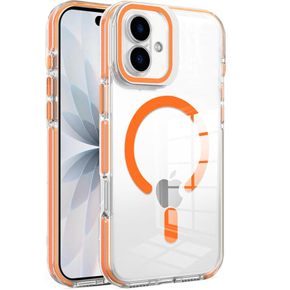 Phone Case for Apple iPhone 17 Magnetic Transparent Tough Hybrid Camera Guard Stand Shockproof Color Edge Rugged Grip Durable Cover Cosmic Orange