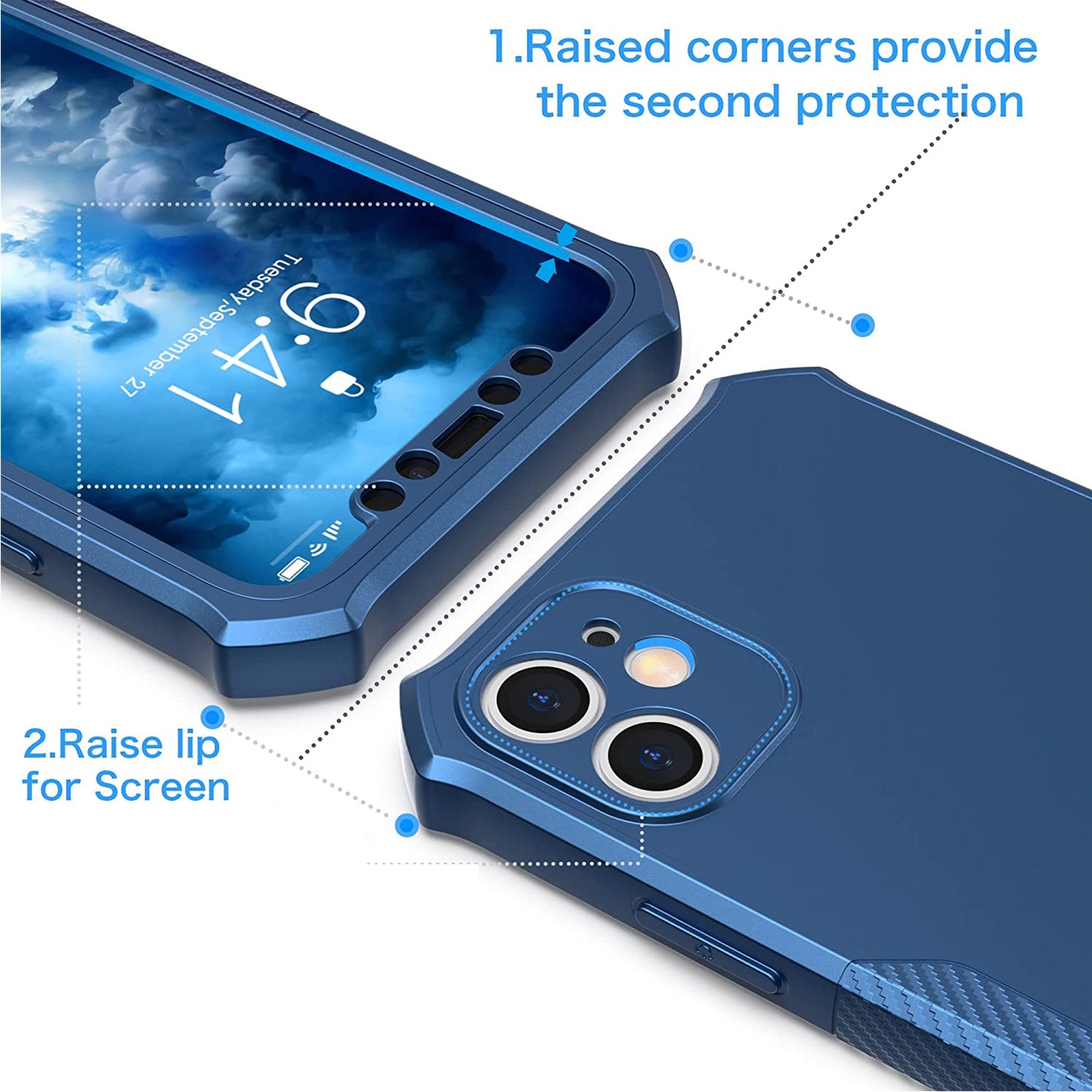 For TCL 60 XE NXTPAPER Full-Body Dual Layer Hybrid Case Slim, Drop-Proof TPU Hard PC, Durable Corner Front Bumper Protector Case Cover Blue