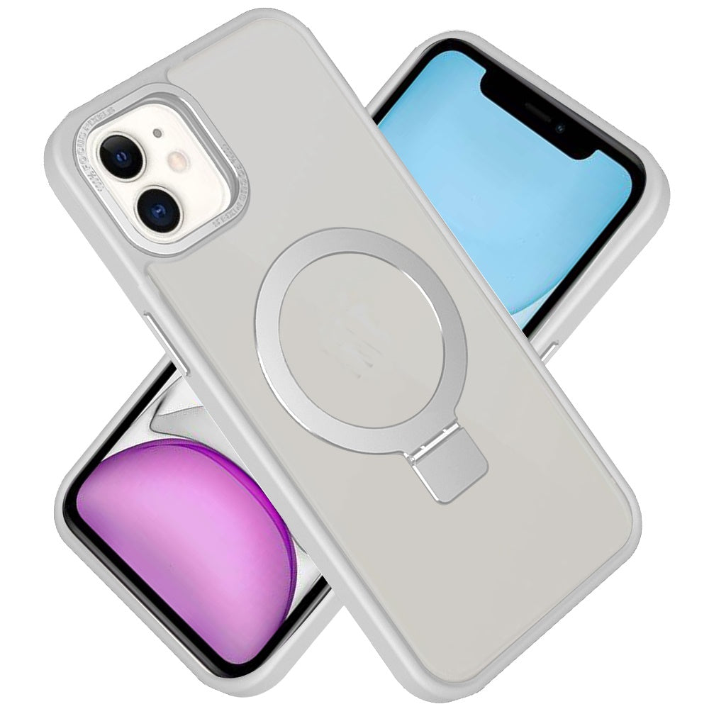 For Apple iPhone 16 Pro (6.3") Magnetic Metal Matte Built-in Compatible with MagSafe Stand Hybrid Shock Armor TPU Case Cover