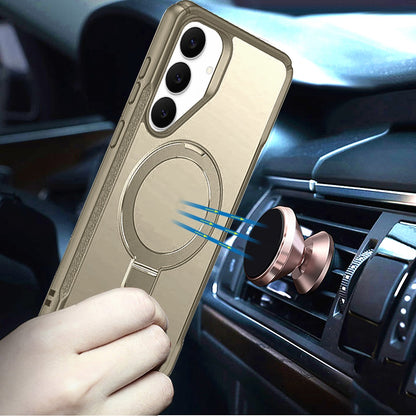 For Samsung Galaxy S26 Matte Finish Magnetic Ring Hybrid Protective Invisible Kickstand Magsafe Compatible Case Cover