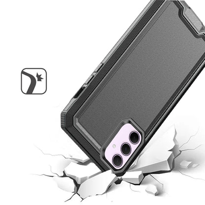 For Samsung Galaxy A16 5G Tough Modern Fused Hybrid Armor Hard PC TPU Rubber Shockproof Drop Protection Impact Case Cover Black