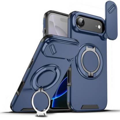 For Apple iPhone 17 AIR Hybrid Case with 360° Magnetic Ring Stand, Camera Slide Protector & Compatible with MagSafe Case Cover
