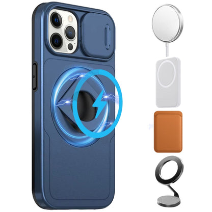 For Samsung Galaxy S21 FE /Fan Edition Full Coverage with Camera Window, Magnetic Circle, Rotatable Ring Stand, MagSafe Compatible, Shockproof Hybrid Protectiv Case Cover Blue