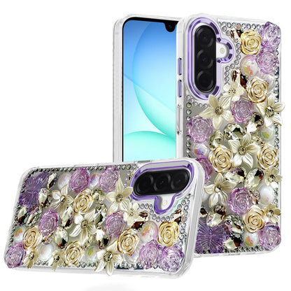 3D Diamond Floral Roses Flower Bling Stone Hybrid, Sparkly Rhinestone Gemstone Back Shockproof