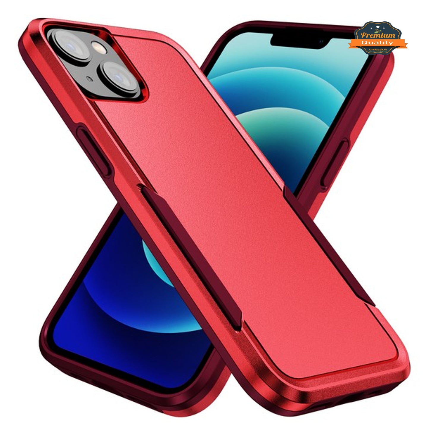 For Apple iPhone 15 Pro Max (6.7") Hybrid Bumper Dual Layer Heavy-Duty Military-Grade Rubber Defender Protective  Phone Case Cover