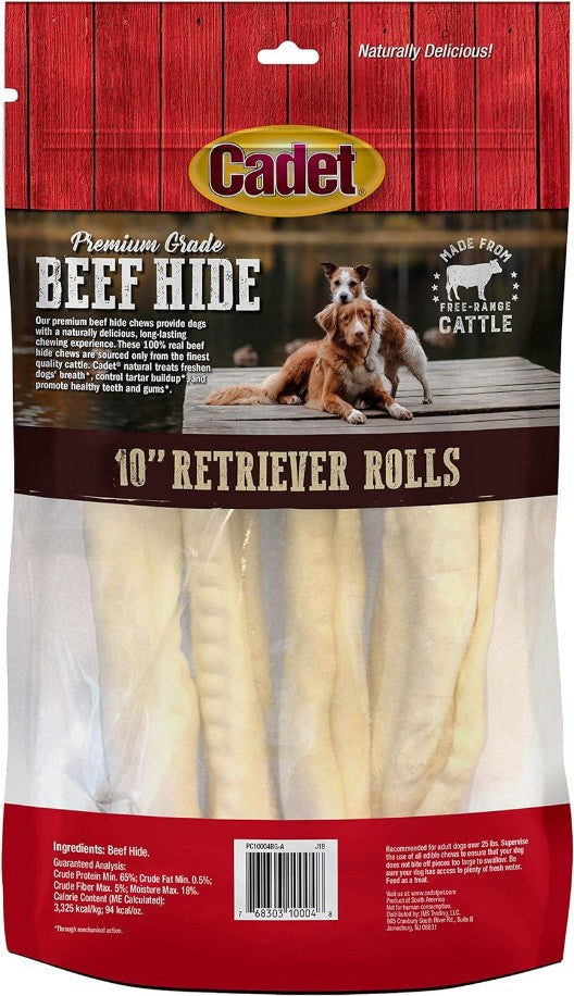 Cadet Premium Grade Beef Hide Retriever Rolls [Dog Supplies] 4 count