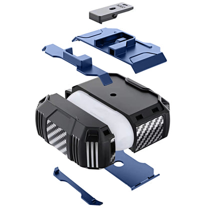 For Airpods Pro 3 (2025) Heavy Duty Hybrid Shockproof Case Hard PC Rubber TPU Cover with Open Button & Metal Hook Case Cover Black