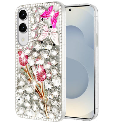 For Samsung Galaxy S25 EDGE Bling Crystal 3D Full Diamonds Luxury Sparkle Rhinestone Hybrid Protective Case Cover