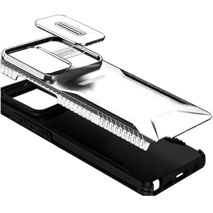 For Motorola Moto G Stylus 5G 2025 Slim Fit Shockproof Hybrid with Slide Camera Window Covering, Rugged Tpu Silicone Hard PC Bumper Case Cover Silver