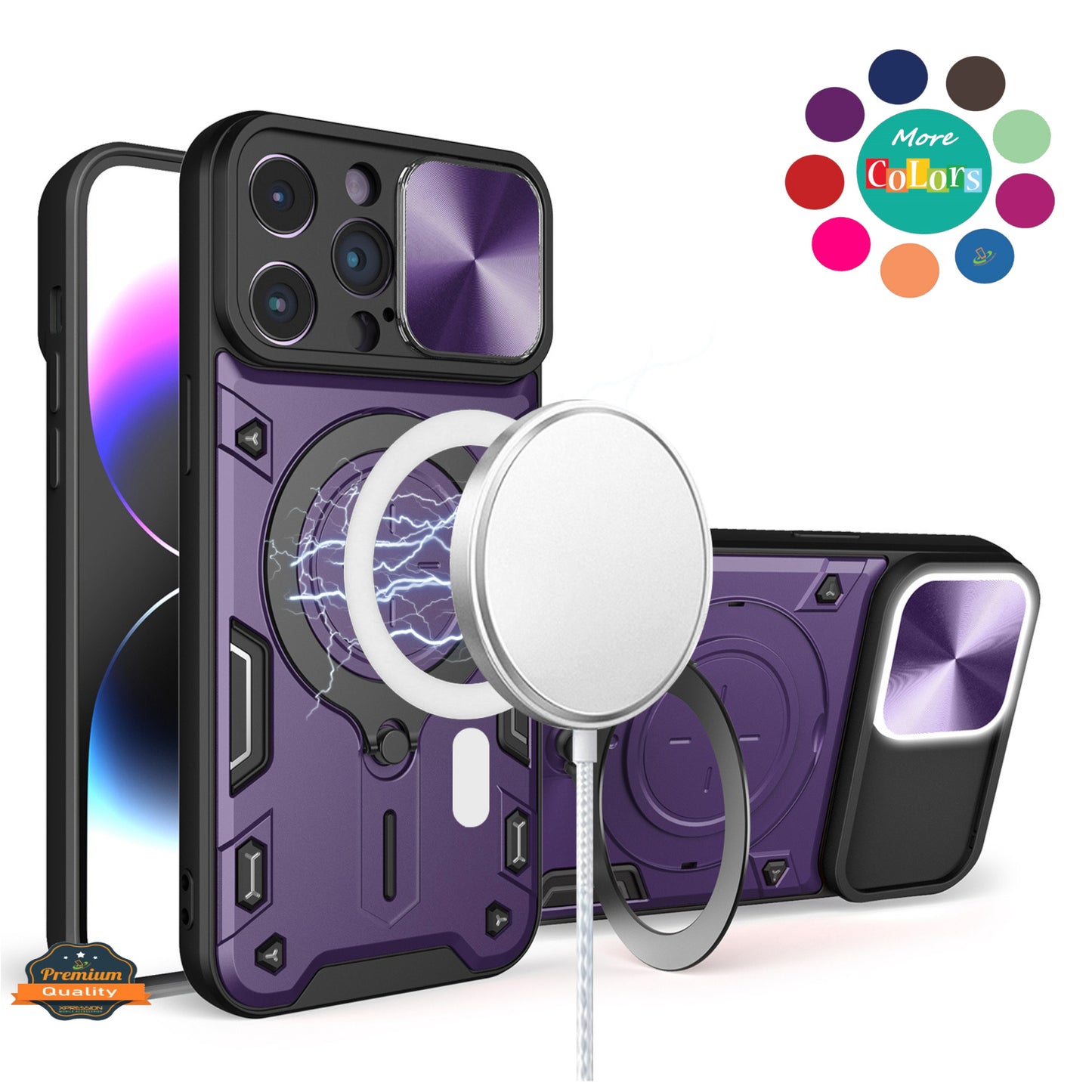 For Samsung Galaxy S25 FE /S25 Fan Edition Hybrid Magnetic 360° Ring Kickstand, MagSafe Compatible, Durable Full Camera Lens Protection Case Cover