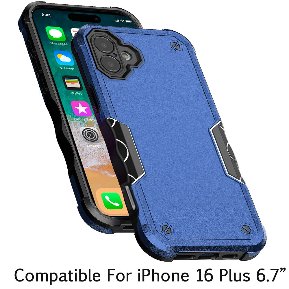 For Apple iPhone 16 Plus (6.7") Slim Tough Shockproof Hybrid Heavy Duty Dual Layer TPU Bumper Rugged Rubber Armor Case Cover