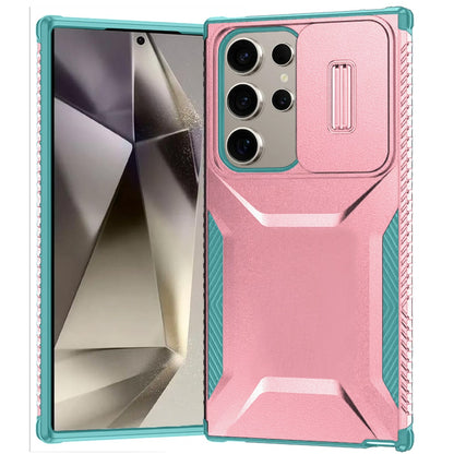 For Samsung Galaxy S25 Ultra Slim Fit Shockproof Hybrid with Slide Camera Window Covering, Rugged Tpu Silicone Hard PC Bumper Case Cover Midnight Green