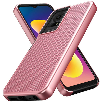 For TCL 50 LE Dual Layer Heavy-Duty Hybrid Rugged Case Rugged Texturized TPU & PC Shockproof Silicone Military Grade Case Cover Rose Gold
