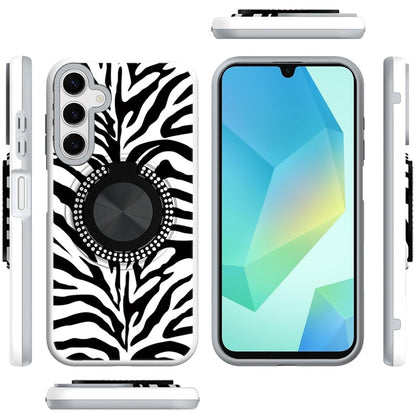 Phone Case for Samsung Galaxy A16 5G Magnetic Ring Stand Matte Metal Hybrid Car Mount Friendly Shockproof Rotational Grip Diamond Design Pattern Cover