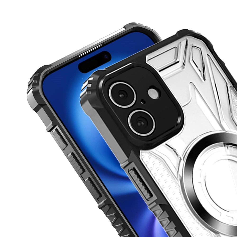 For Apple iPhone 17 Magnetic Circle Transparent Rugged Hybrid MagSafe Compatible Pattern Clear Shockproof Frame Bumper Case Cover Black