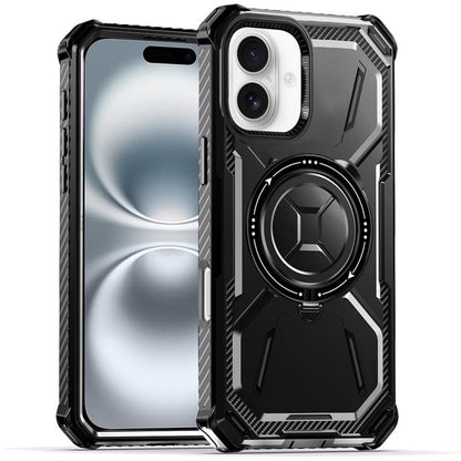 For Apple iPhone 16 Plus Shockproof Hybrid Magnetic Ring Case - 360° Rotatable Stand with MagSafe Compatibility Case Cover