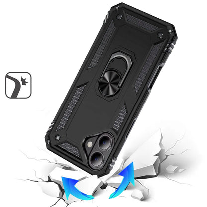 For Apple iPhone 17 (6.3") Hybrid Shockproof Durable 360 Degree Rotatable Ring Stand Holder Kickstand Fit Magnetic Car Mount Case Cover