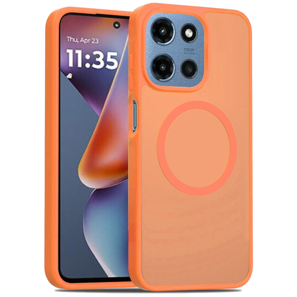 Phone Case for Motorola Moto G 5G 2026 / 2025 Magnetic Matte Hybrid Shockproof Smooth Grip Durable Camera Protection Anti-Slip Soft Touch TPU Armor Cover Cosmic Orange