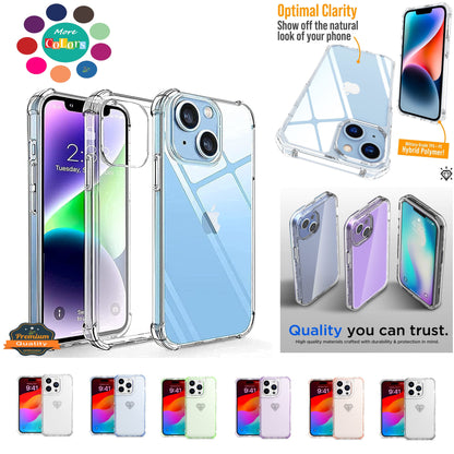 For Apple iPhone 15 Pro (6.1") Hybrid Transparent 3in1 Corner Tough Durable Detachable Shockproof Frame Hard PC + TPU  Phone Case Cover