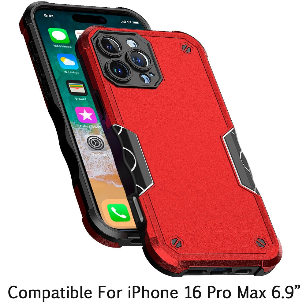 For Apple iPhone 16 Pro Max (6.9") Slim Tough Shockproof Hybrid Heavy Duty Dual Layer TPU Bumper Rugged Rubber Armor Case Cover