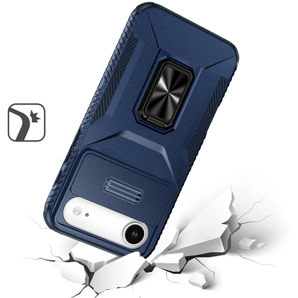 For Apple iPhone 17 Air (6.6") Case, Camera Cover with Magnetic Rotation Ring Stand, Military Grade Hybrid Hard TPU Shockproof Case Cover