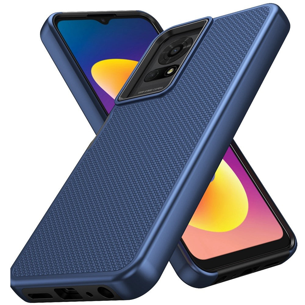 For TCL 50 LE Dual Layer Heavy-Duty Hybrid Rugged Case Rugged Texturized TPU & PC Shockproof Silicone Military Grade Case Cover Blue