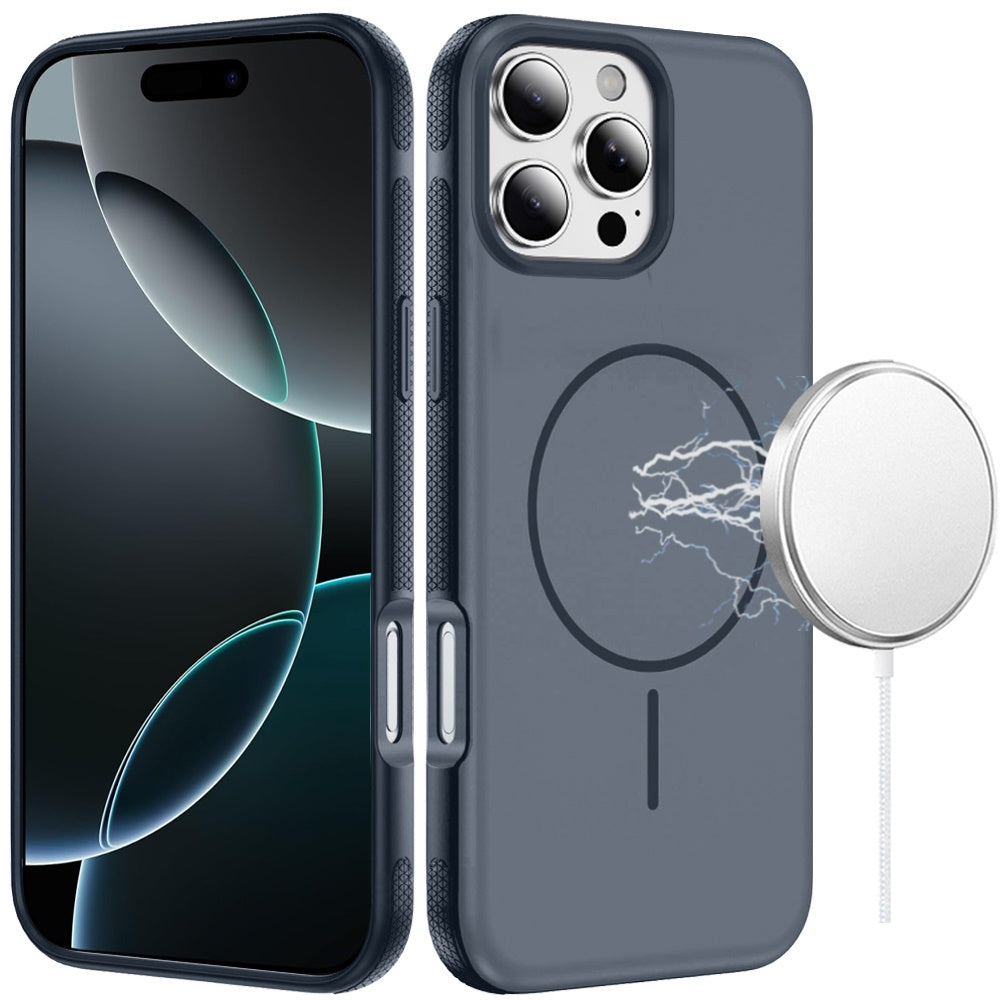 Phone Case for Apple iPhone 16 Pro Max Super Magnetic Matte Hybrid Shockproof Thick Protective Durable Grip Anti Scratch Premium Edge Slim Fit Cover Navy Blue