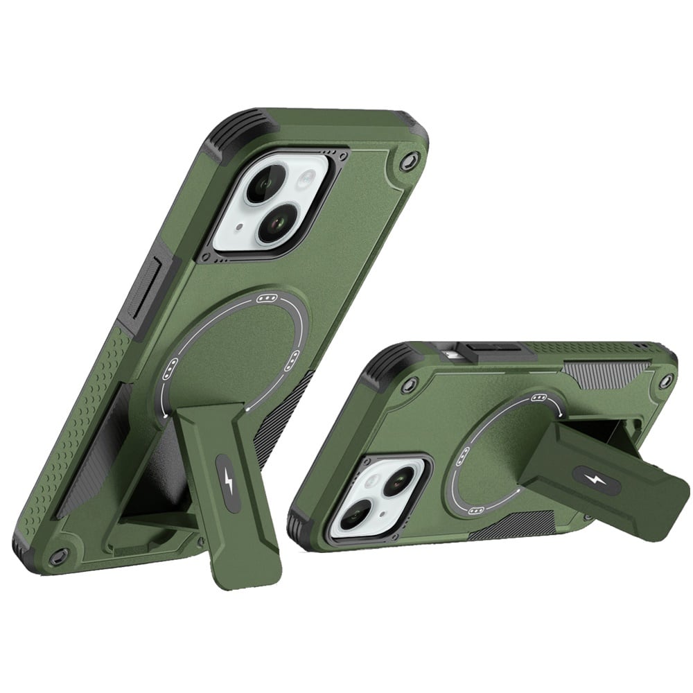 For iPhone 15 Plus (6.7") Magnetic Invisible Kickstand Holder with Magsafe, Slim Fit Shockproof Hybrid Military Grade Heavy Duty Case Cover