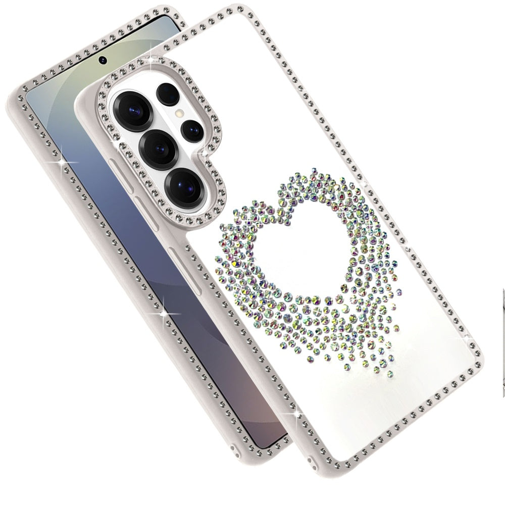 For Samsung Galaxy S26 Ultra Angel Hearts Glitter Shimmer Diamond Edge Hybrid Drop Protection Shockproof Design Compatible Case Cover