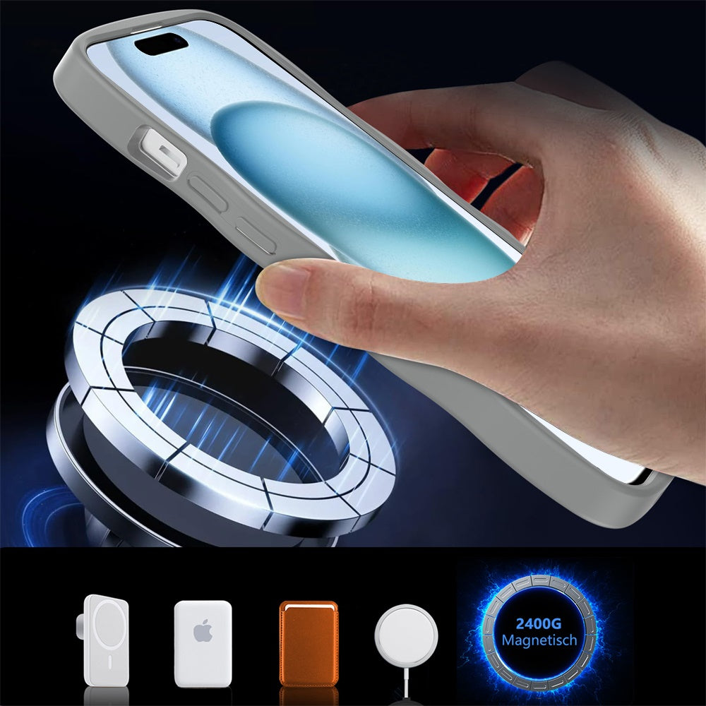 For Apple iPhone 15 Grip Hand Magnetic Hybrid Case Shockproof Protection Matte Skin Rubber TPU + PC Case Cover