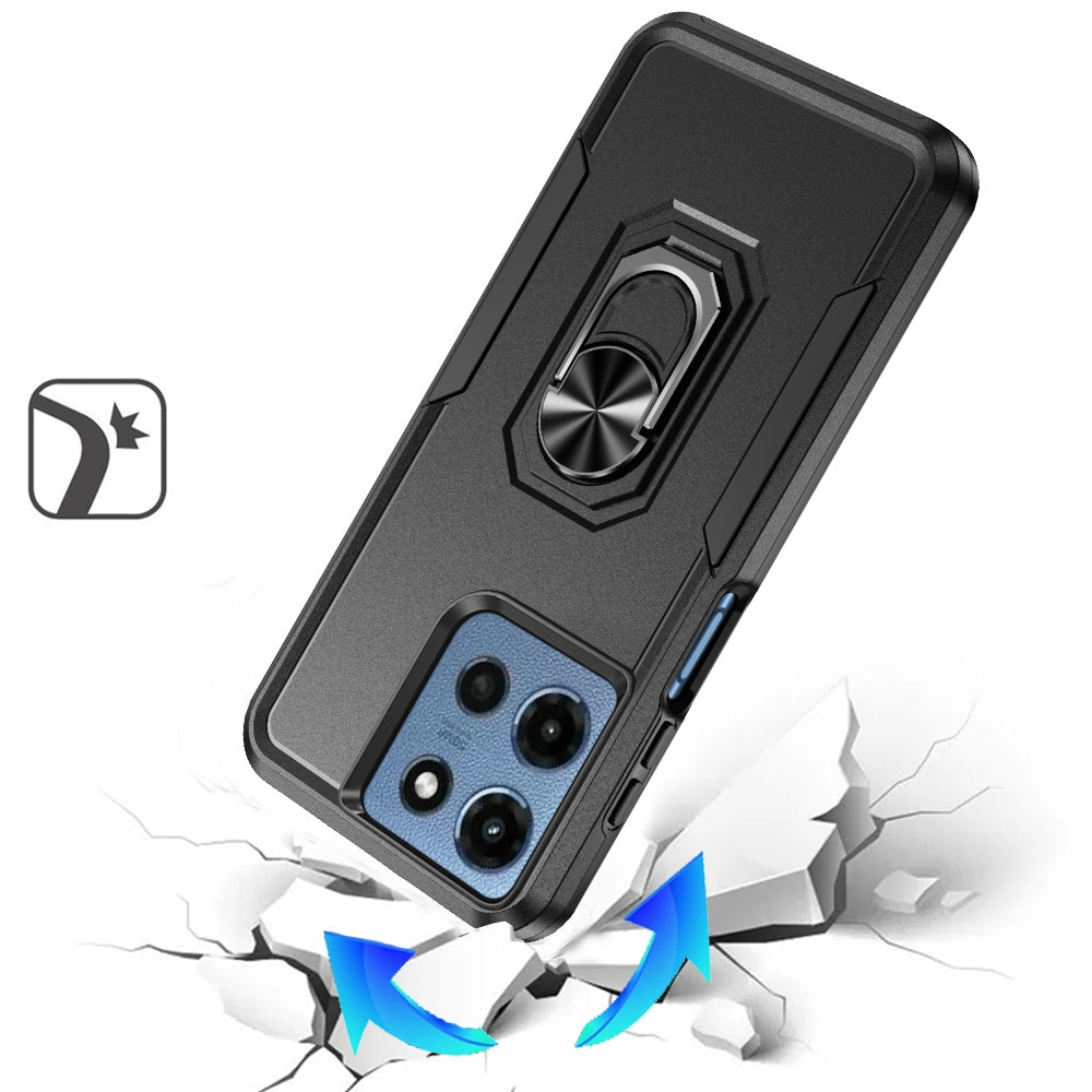 For Samsung Galaxy A17 5G Hybrid Rugged Tough 2in1 Drop-Proof Protection Military Grade Armor with Metal Ring Stand Case Cover