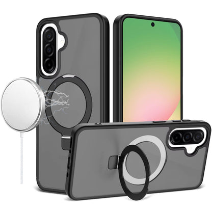 For Samsung Galaxy A57 Magnetic Circle Back with Ring Stand Full Rotation Matte Hybrid Shockproof Case Cover