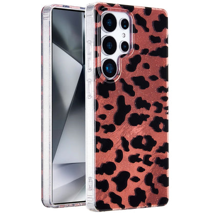 For Samsung Galaxy S25 Ultra Glitter Leopard, Fashion Design Animal Skin Print Slim IMD TPU Dual Layer Shockproof Protective Case Cover